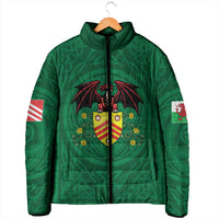Personalized Glamorgan Wales Padded Jacket Welsh Red Dragon And Daffodil - Wonder Print Shop