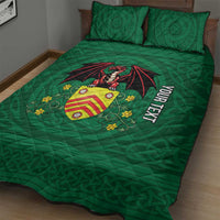 Personalized Glamorgan Wales Quilt Bed Set Welsh Red Dragon And Daffodil - Wonder Print Shop