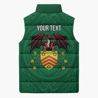 Personalized Glamorgan Wales Sleeveless Puffer Jacket Welsh Red Dragon And Daffodil - Wonder Print Shop