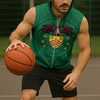 Personalized Glamorgan Wales Sleeveless Zip Hoodie Welsh Red Dragon And Daffodil - Wonder Print Shop