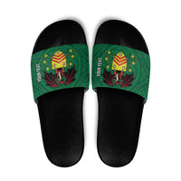 Personalized Glamorgan Wales Slide Sandals Welsh Red Dragon And Daffodil - Wonder Print Shop