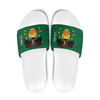 Personalized Glamorgan Wales Slide Sandals Welsh Red Dragon And Daffodil - Wonder Print Shop