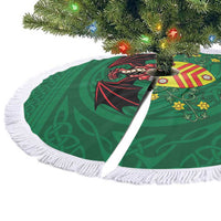 Personalized Glamorgan Wales Tree Skirt Welsh Red Dragon And Daffodil - Wonder Print Shop