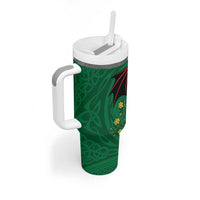 Personalized Glamorgan Wales Tumbler With Handle Welsh Red Dragon And Daffodil - Wonder Print Shop