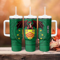 Personalized Glamorgan Wales Tumbler With Handle Welsh Red Dragon And Daffodil - Wonder Print Shop