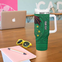 Personalized Glamorgan Wales Tumbler With Handle Welsh Red Dragon And Daffodil - Wonder Print Shop