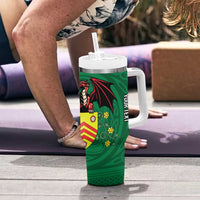 Personalized Glamorgan Wales Tumbler With Handle Welsh Red Dragon And Daffodil - Wonder Print Shop