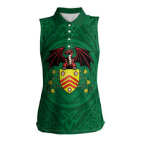 Personalized Glamorgan Wales Women Sleeveless Polo Shirt Welsh Red Dragon And Daffodil - Wonder Print Shop