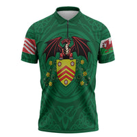 Personalized Glamorgan Wales Zipper Polo Shirt Welsh Red Dragon And Daffodil - Wonder Print Shop