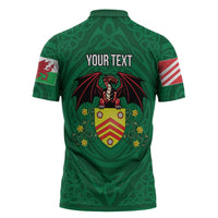 Personalized Glamorgan Wales Zipper Polo Shirt Welsh Red Dragon And Daffodil - Wonder Print Shop