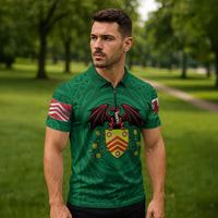 Personalized Glamorgan Wales Zipper Polo Shirt Welsh Red Dragon And Daffodil - Wonder Print Shop