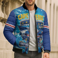 Blue Shark Cape Verde Football Bomber Puffer Jacket First World Cup 2026 - Wonder Print Shop