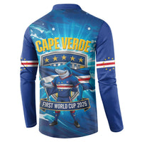 Blue Shark Cape Verde Football Button Sweatshirt First World Cup 2026 - Wonder Print Shop