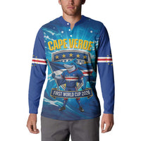 Blue Shark Cape Verde Football Button Sweatshirt First World Cup 2026 - Wonder Print Shop
