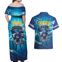Blue Shark Cape Verde Football Couples Matching Off Shoulder Maxi Dress and Hawaiian Shirt First World Cup 2026 - Wonder Print Shop