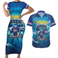 Blue Shark Cape Verde Football Couples Matching Short Sleeve Bodycon Dress and Hawaiian Shirt First World Cup 2026 - Wonder Print Shop