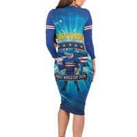 Blue Shark Cape Verde Football Family Matching Long Sleeve Bodycon Dress and Hawaiian Shirt First World Cup 2026 - Wonder Print Shop