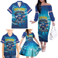 Blue Shark Cape Verde Football Family Matching Off The Shoulder Long Sleeve Dress and Hawaiian Shirt First World Cup 2026 - Wonder Print Shop