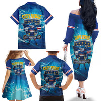 Blue Shark Cape Verde Football Family Matching Off The Shoulder Long Sleeve Dress and Hawaiian Shirt First World Cup 2026 - Wonder Print Shop