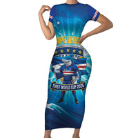 Blue Shark Cape Verde Football Family Matching Short Sleeve Bodycon Dress and Hawaiian Shirt First World Cup 2026 - Wonder Print Shop