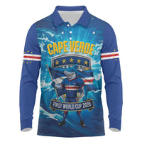 Blue Shark Cape Verde Football Long Sleeve Polo Shirt First World Cup 2026 - Wonder Print Shop
