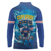 Blue Shark Cape Verde Football Long Sleeve Polo Shirt First World Cup 2026 - Wonder Print Shop