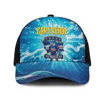 Blue Shark Cape Verde Football Mesh Trucker Cap First World Cup 2026 - Wonder Print Shop