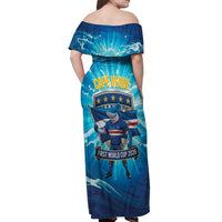 Blue Shark Cape Verde Football Off Shoulder Maxi Dress First World Cup 2026 - Wonder Print Shop