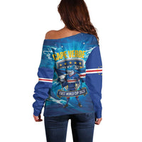 Blue Shark Cape Verde Football Off Shoulder Sweater First World Cup 2026 - Wonder Print Shop