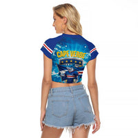 Blue Shark Cape Verde Football Raglan Cropped T Shirt First World Cup 2026 - Wonder Print Shop