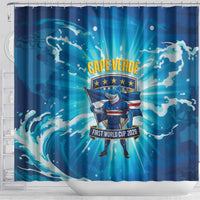 Blue Shark Cape Verde Football Shower Curtain First World Cup 2026 - Wonder Print Shop