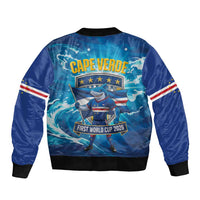 Blue Shark Cape Verde Football Sleeve Zip Bomber Jacket First World Cup 2026 - Wonder Print Shop
