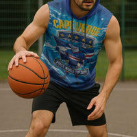 Blue Shark Cape Verde Football Sleeveless Hoodie First World Cup 2026 - Wonder Print Shop