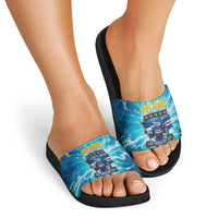 Blue Shark Cape Verde Football Slide Sandals First World Cup 2026 - Wonder Print Shop