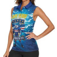 Blue Shark Cape Verde Football Women Sleeveless Polo Shirt First World Cup 2026 - Wonder Print Shop