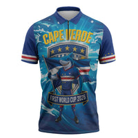 Blue Shark Cape Verde Football Zipper Polo Shirt First World Cup 2026 - Wonder Print Shop