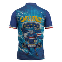 Blue Shark Cape Verde Football Zipper Polo Shirt First World Cup 2026 - Wonder Print Shop