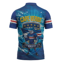 Blue Shark Cape Verde Football Zipper Polo Shirt First World Cup 2026 - Wonder Print Shop