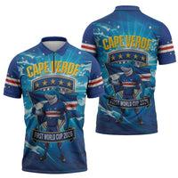 Blue Shark Cape Verde Football Zipper Polo Shirt First World Cup 2026 - Wonder Print Shop
