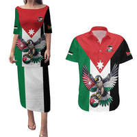 Custom World Football 2026 Jordan Couples Matching Puletasi and Hawaiian Shirt Eagle Rising Road To Champion - Wonder Print Shop