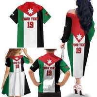 Custom World Football 2026 Jordan Family Matching Off The Shoulder Long Sleeve Dress and Hawaiian Shirt Eagle Rising Road To Champion - Wonder Print Shop