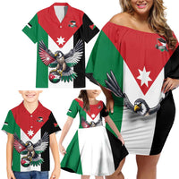 Custom World Football 2026 Jordan Family Matching Off Shoulder Short Dress and Hawaiian Shirt Eagle Rising Road To Champion - Wonder Print Shop