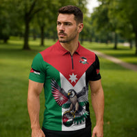 Custom World Football 2026 Jordan Zipper Polo Shirt Eagle Rising Road To Champion - Wonder Print Shop