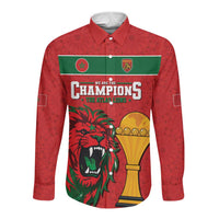 Morocco Champions Football Custom Long Sleeve Button Shirt Atlas Lions Rise