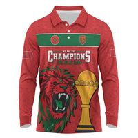 Morocco Champions Football Custom Long Sleeve Polo Shirt Atlas Lions Rise