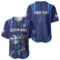 Custom Rugby Scotland Baseball Jersey Highland Cow Mascot Go Scottish