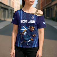 Custom Rugby Scotland Cross Shoulder Shirt Highland Cow Mascot Go Scottish