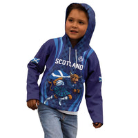 Custom Rugby Scotland Kid Hoodie Highland Cow Mascot Go Scottish