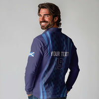 Custom Rugby Scotland Long Sleeve Polo Shirt Highland Cow Mascot Go Scottish