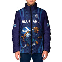 Custom Rugby Scotland Padded Jacket Highland Cow Mascot Go Scottish